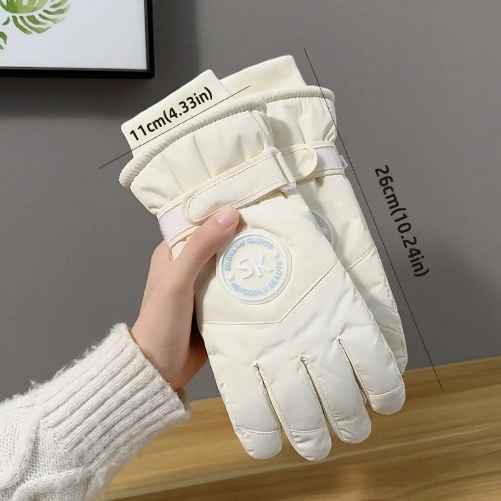 Fashion Plush Lining Ski Gloves Windproof Waterproof Touch Screen Gloves Thick Cotton Winter Cycling Gloves Winter Season 251023