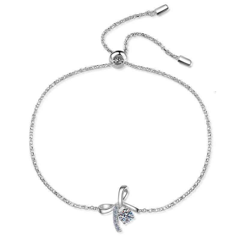 DHCollections-- New S Pure Sier for Women Bowknot Moissanite Dia Bracelet Adjustable