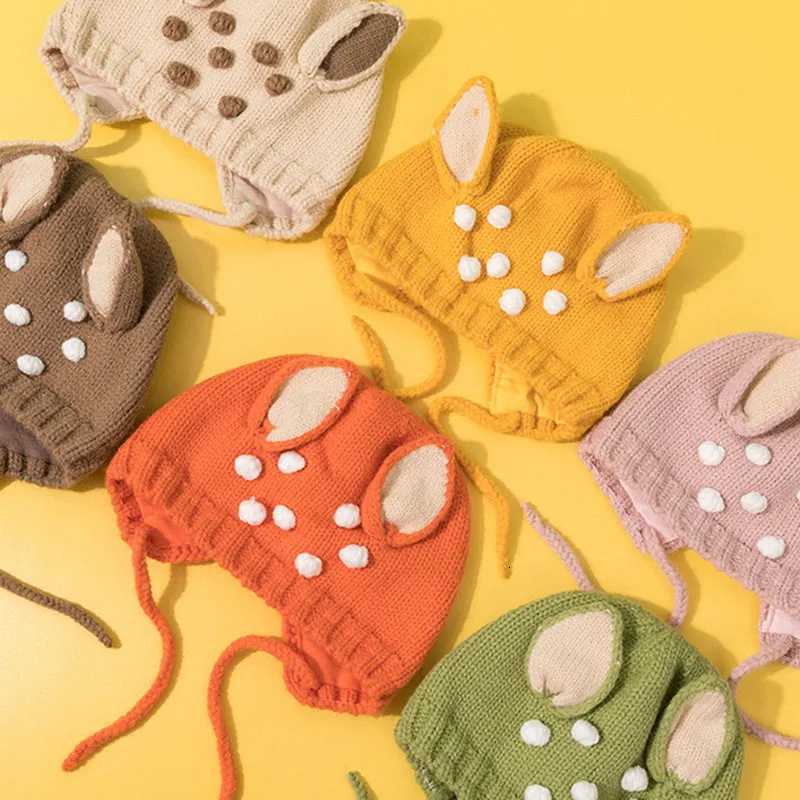 Kids Christmas Cap Cute Elk Baby Ear Protection Hat Cartoon Children Beanie Winter Warm Earmuffs Bonnet Newborn Knitted Hat GiftL251024