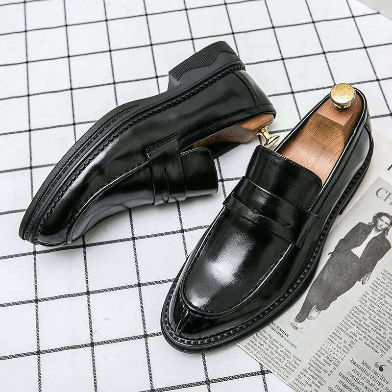 Premium Sier Business Men's Oxford Leather Brand Loafers Slip On High Quality Wedding Soft Sole Dress Shoes