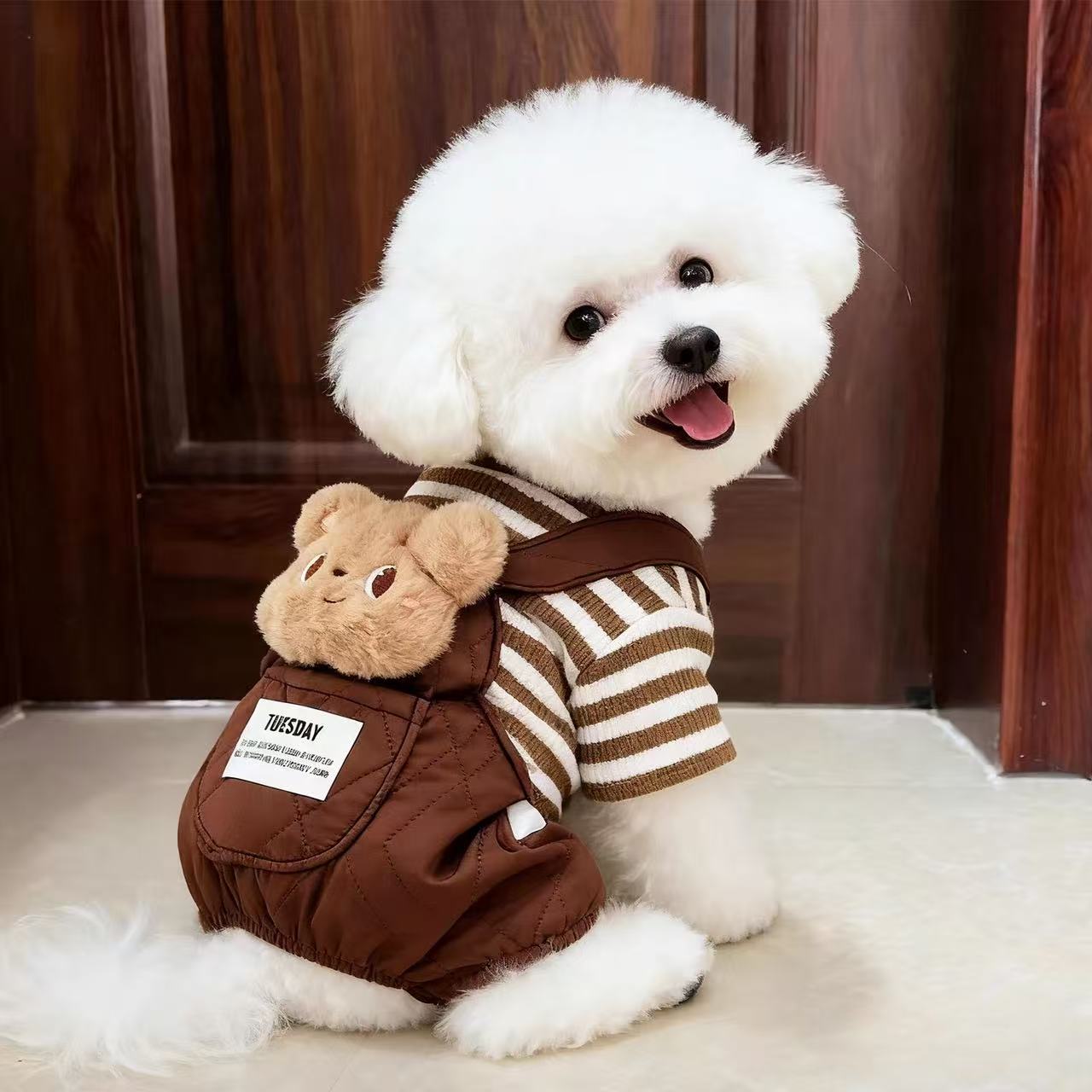 T1813 dog clothes autumn and winter cute four-legged clothes plus velvet warm can pull small and medium-sized dogs Pomeranian Teddy Bichon winter