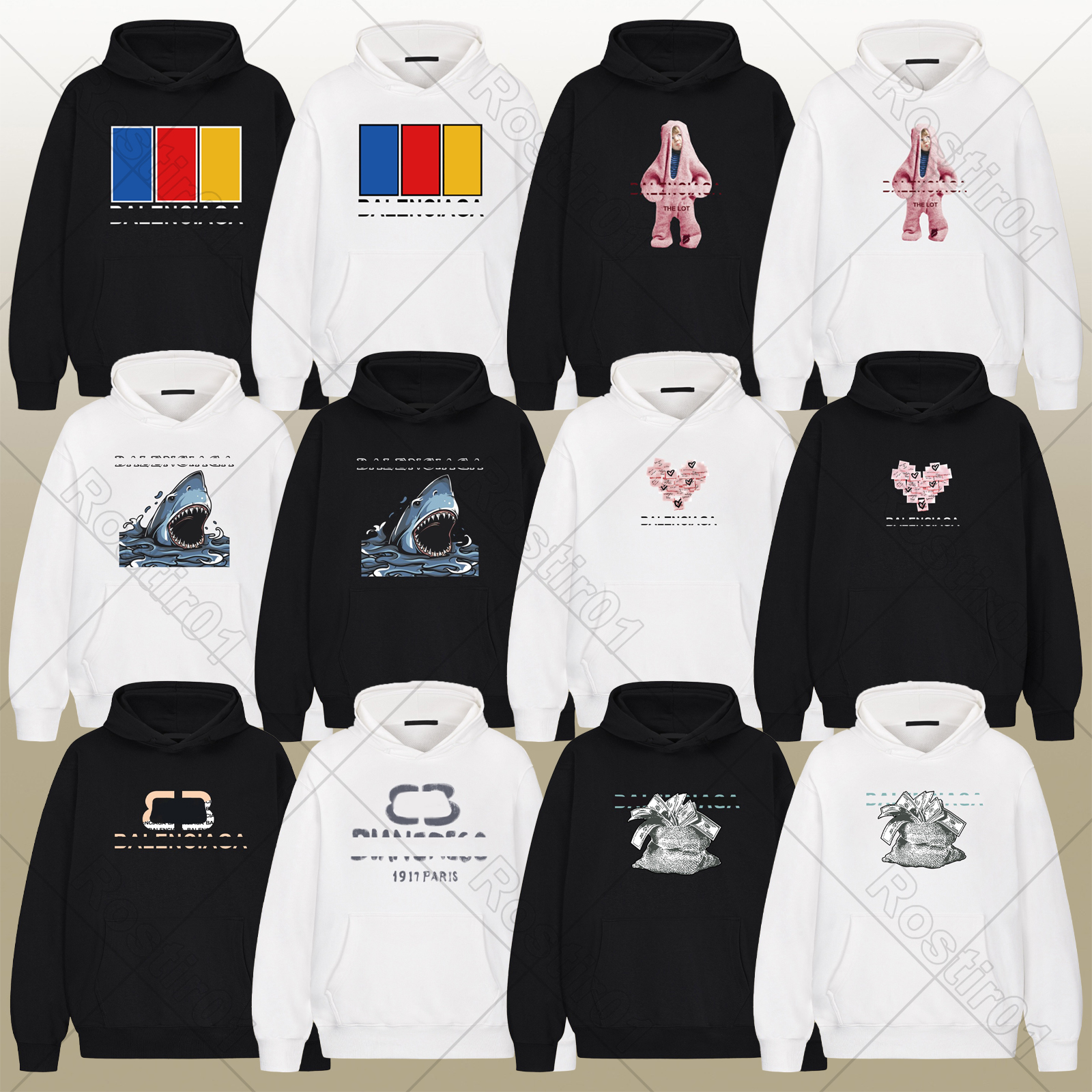 Men hoodies designer alphabet print sweatshirt Europe Fashion trend Black White Hoodies High Street womens sweatshirts Colorful Pattern casual Men hoodies