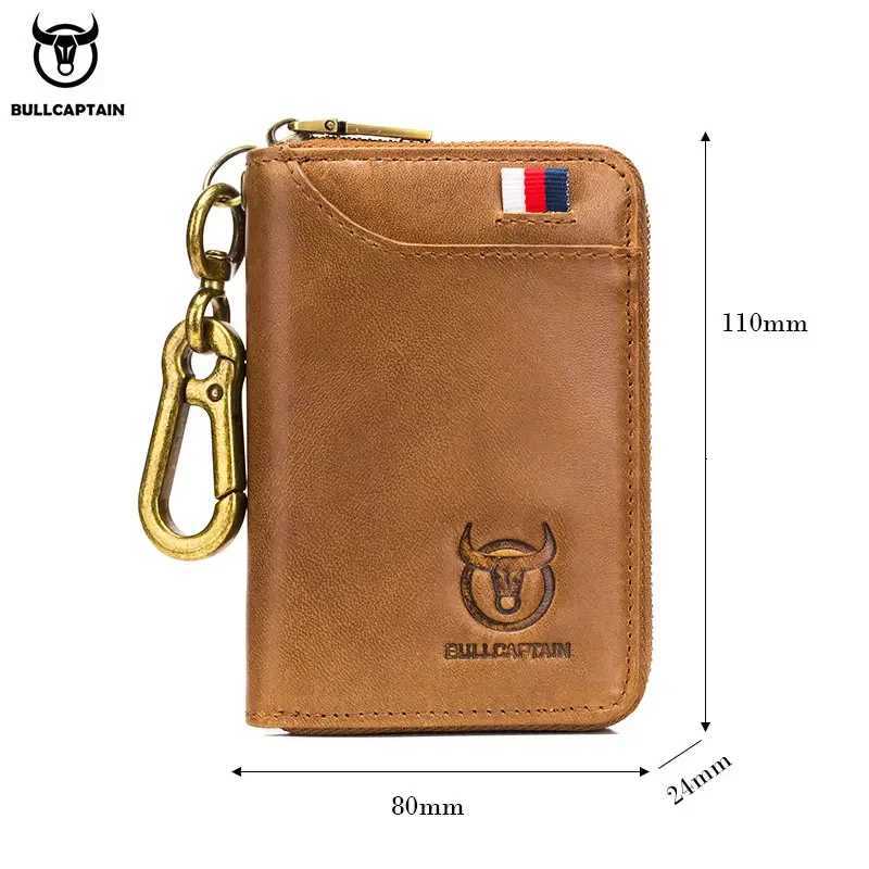 BULLCAPTAIN Genuine Leather Mens Key Card Holder High Quality Multifunctional Car Key Chain Wallet Mini Card Holder Key Holder Z251023