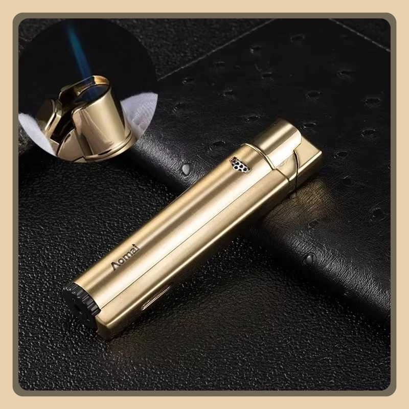 Compact Jet Lighter Butane Torch Turbo Lighter Windproof All Metal Cigar Lighter 1300C Cigarette Accessories For Men Gift No Gas D251024