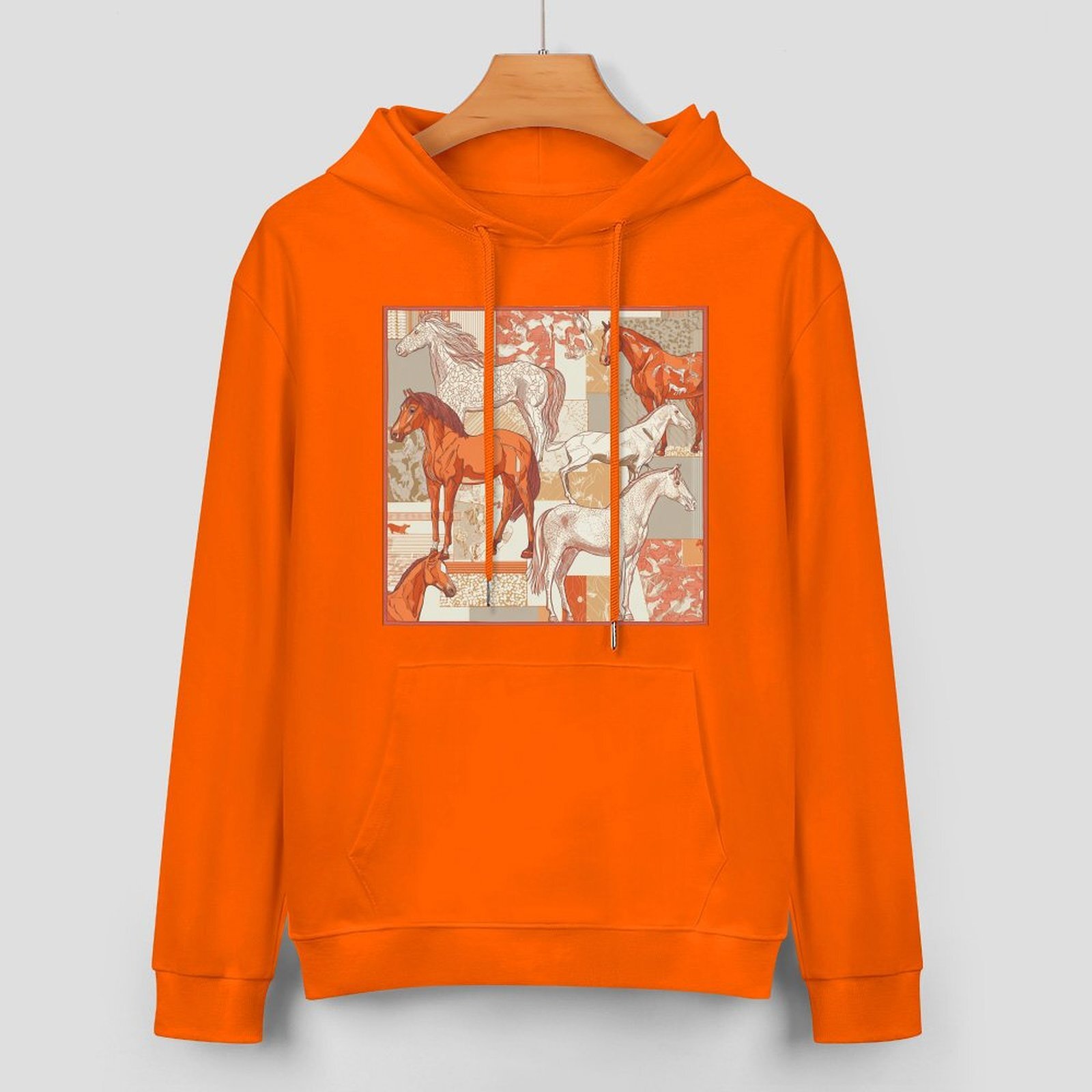 H Designer Fall Winter Hoodie Luxury Horse Print Design Unisex Long Sleeve Streetwear Hip Hop Oversized Fit Hoodie Men's Fashion Apparel H46