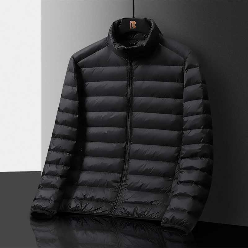 Autumn and winter popular light and thin standup collar down jacket mens short solid color plus size warm jacket Z251024