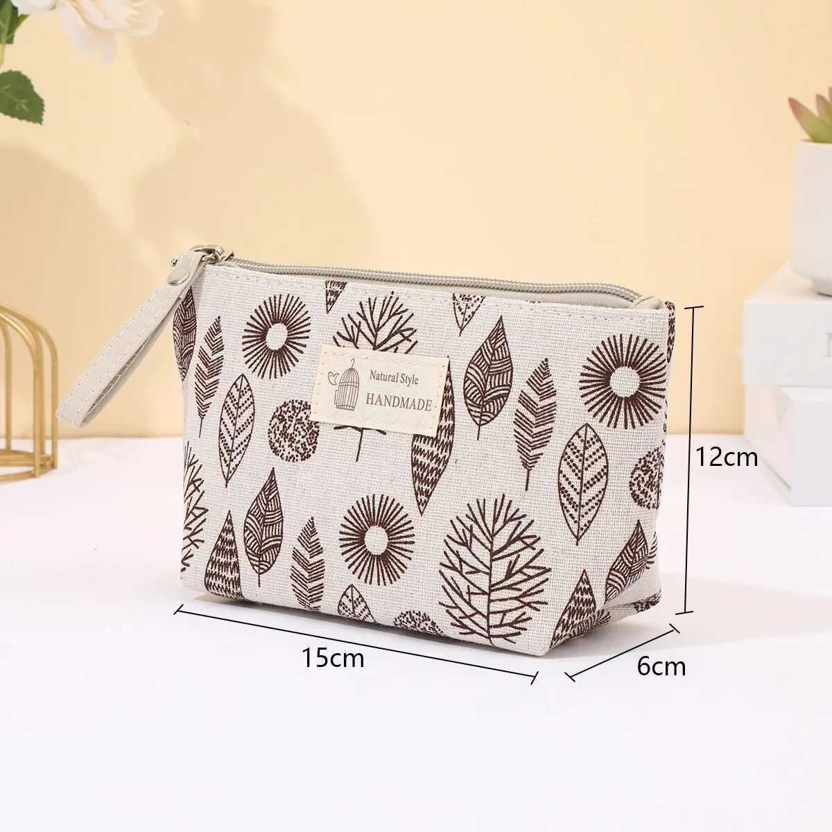 New Canvas Cosmetic Bags Zipper Opening Key Card Holder Cartoon Student Pencil Case Coin Purse Ladies Hand Portable Storage BagT251024