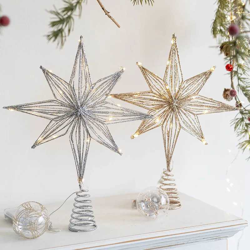 Christmas Tree Toppers Star With LED String Lights Ornaments For Christmas Home Party Decoration Festival Party New Year C251024