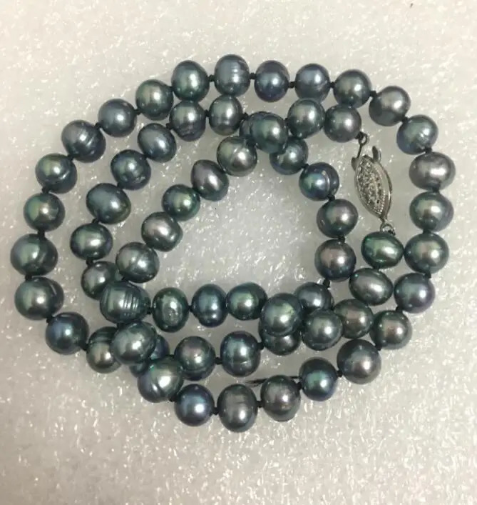 18 Gorgeous AAA 89mm natural tahitian black green baroque pearl necklace 4284cm Lenght 251016