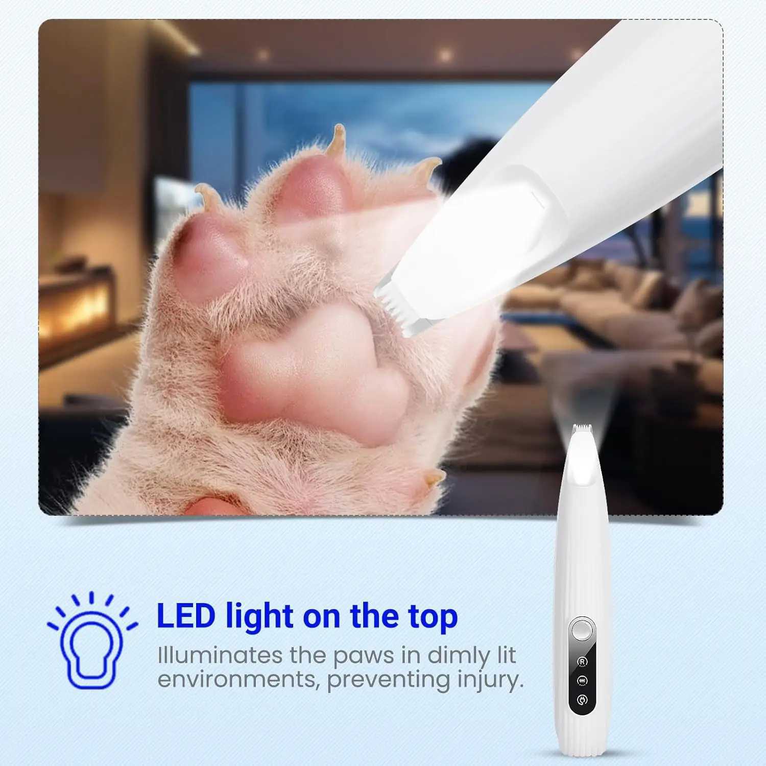 Portable Dog Paw Trimmer with Led Light Rechargeable Cordless Nail Grinder Shaver for Cats And Other Pets Nail Grooming Tools Z20251024