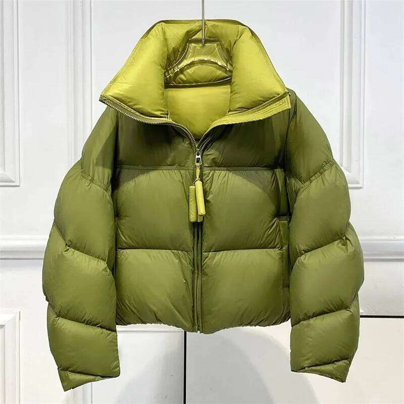 2025 New Autumn Winter Fashion Parkas Jacket Lady Thick Warm Bread Outwear Vertical Collar Down Cotton Coat Women Short Top Womens Coat