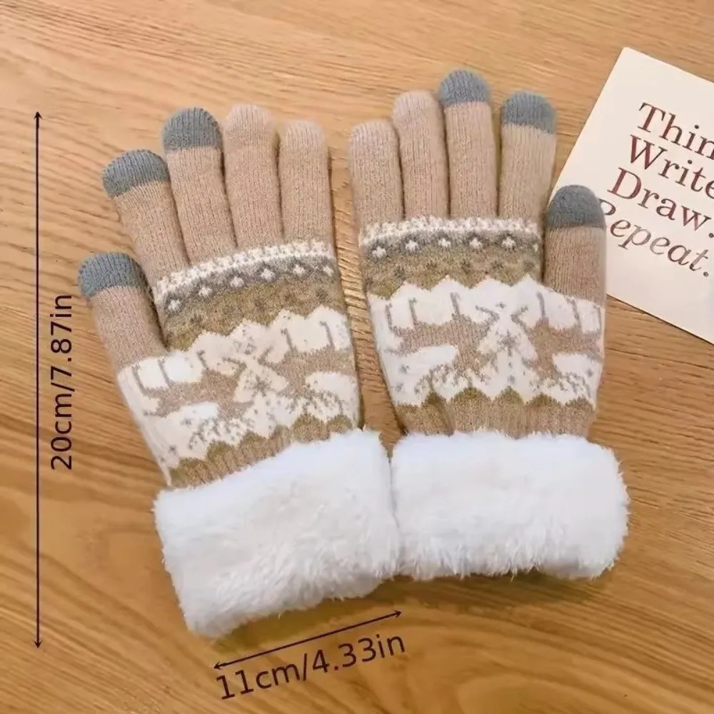 Cuff Christmas Reindeer Gloves Warm Coldproof Touch Screen Mittens Full Finger Jacquard Knit Gloves Autumn Winter 251021