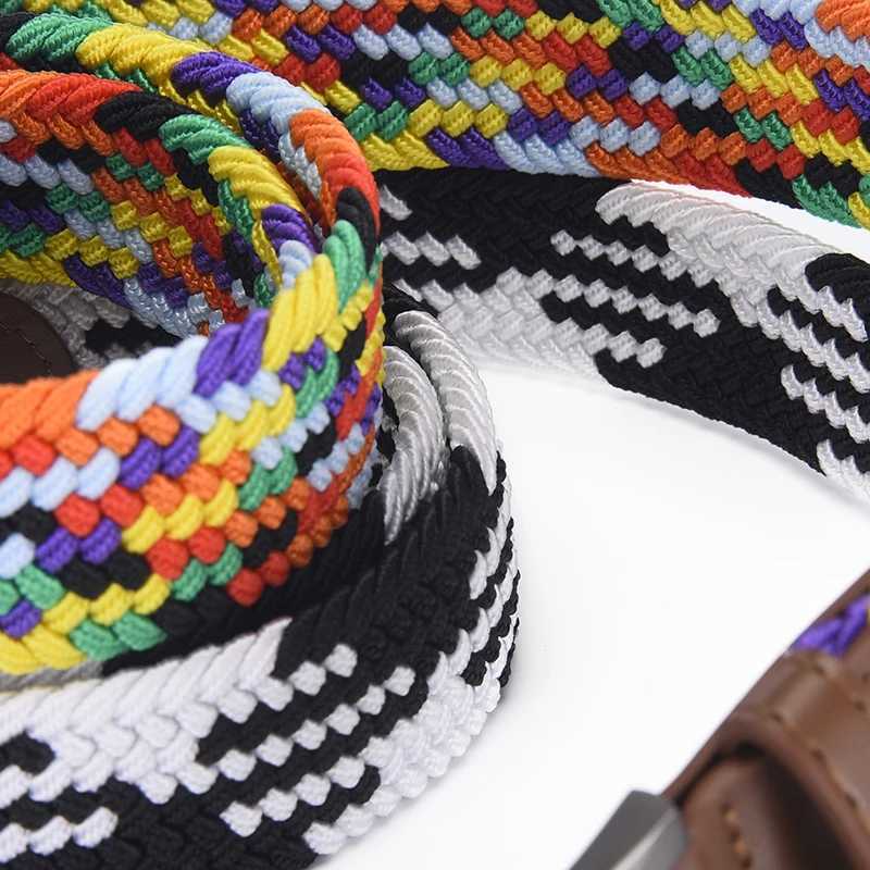 Colored Woven Elastic Belt With Shorts Casual Pants Fashionable Men Women Universal Waist Accessories Wholesale Direct Sales W251024