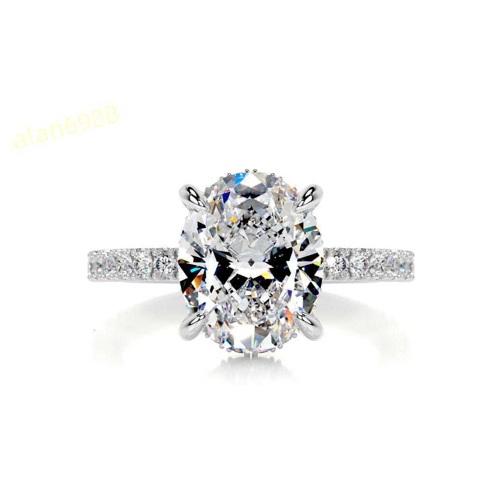 Oval Cut VVS Moissanite Diamond Engagement Ring with a Pave Diamond Band in 925 Sterling Sliver Fashion and Luxury Ring