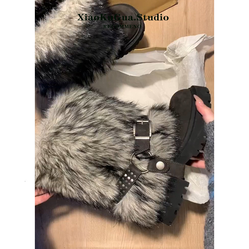 Designer boots with thick fur soles women's autumn and winter new luxury boots wool lining thickened warm cotton shoes short boots