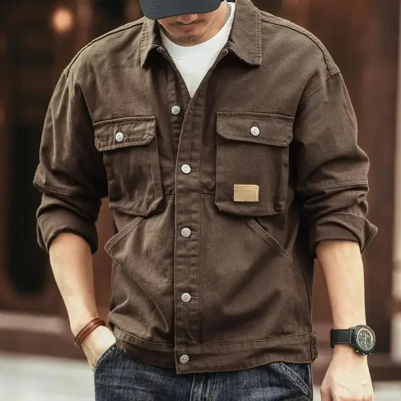 In Mens Denim Jacket Elatic Low Cost On Board Trendy Male Jean Coats Vintage Washed Fashion Fast 251017