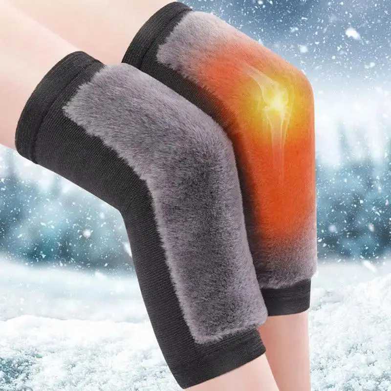 Winter Plush Knee Pad Thermal Knee Braces For Seniors Women Men Elastic Knee Pads Leg Sleeves For Skiing Cycling Camping RunningW251024