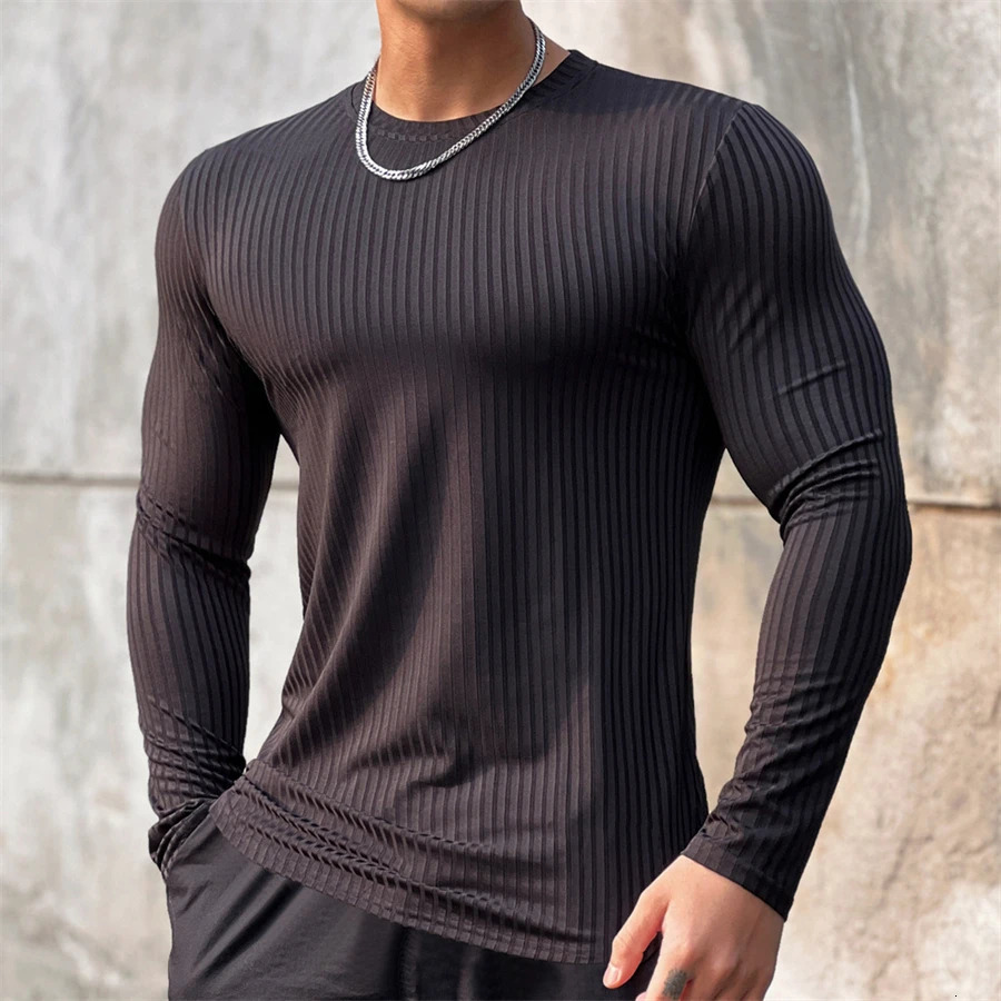 mens T shirt Solid colors Long Sleeve Slim Tshirt young men Pure color tee shirt Casual Tee men Long Sleeve tops 251024 - view 7