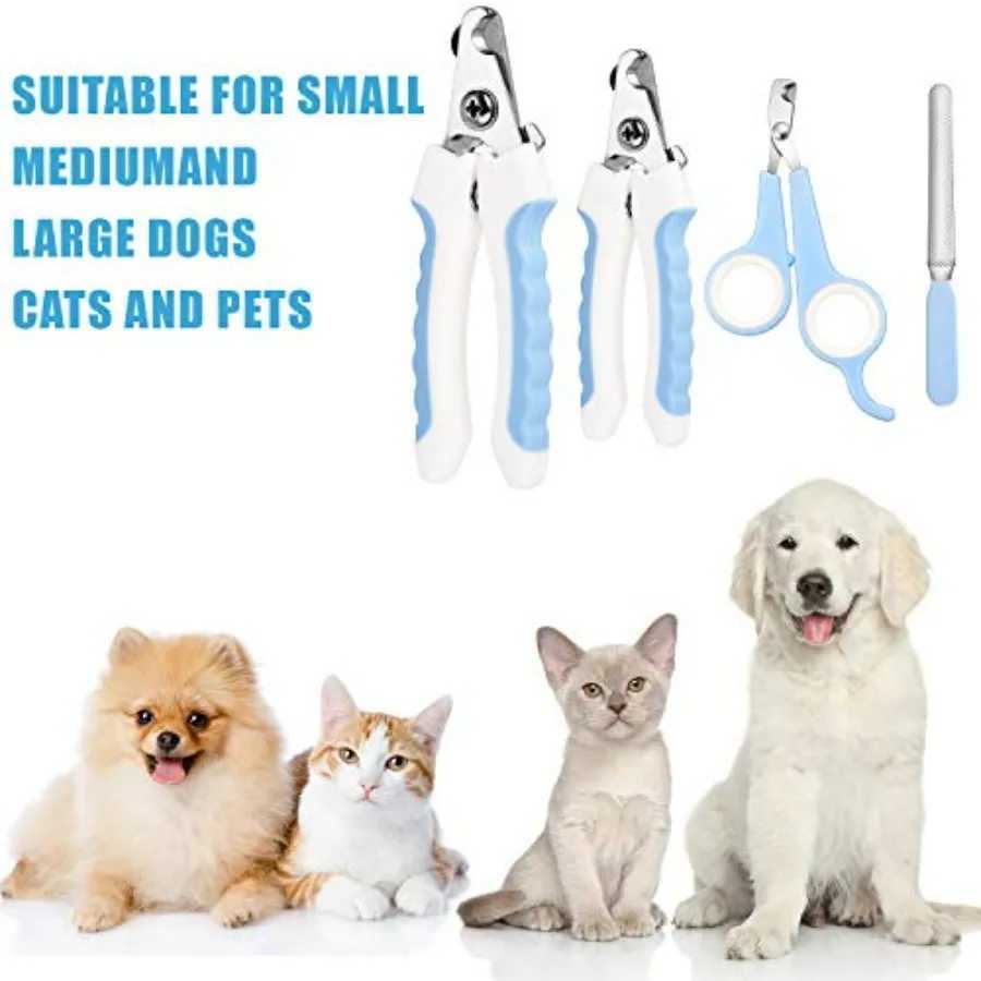 4 Pieces Dog Nail Clippers Kit for Dogs and Cats with Safety Guard to Prevent Over Cutting Suitable for Large and Small Animals Z20251024
