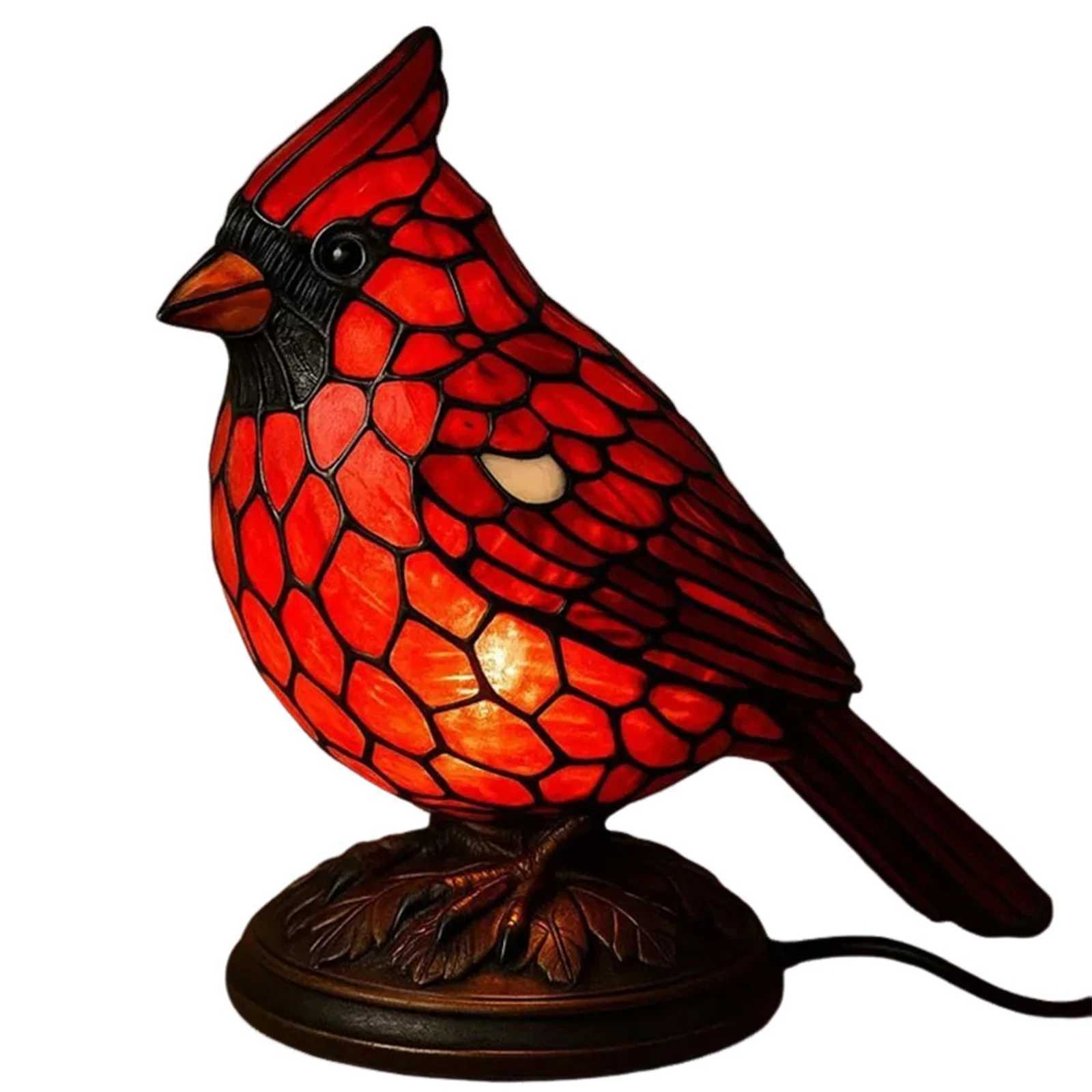 Christmas Art Decor Light Decorative Red Bird Table Lamp Red Bird Night Light for Bedroom Living Room C251115