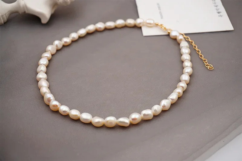 58mm Small Baroque Pearl Beaded Strand Necklaces for Women Elegant Natural Freshwater Pearl Choker Necklaces Collar Jewelry 251016