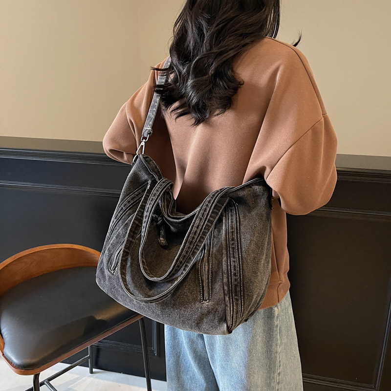 Handbag Denim Fashion Niche Design Casual Tote Simple Lightweight Large Capacity Versatile Crossbody Bag