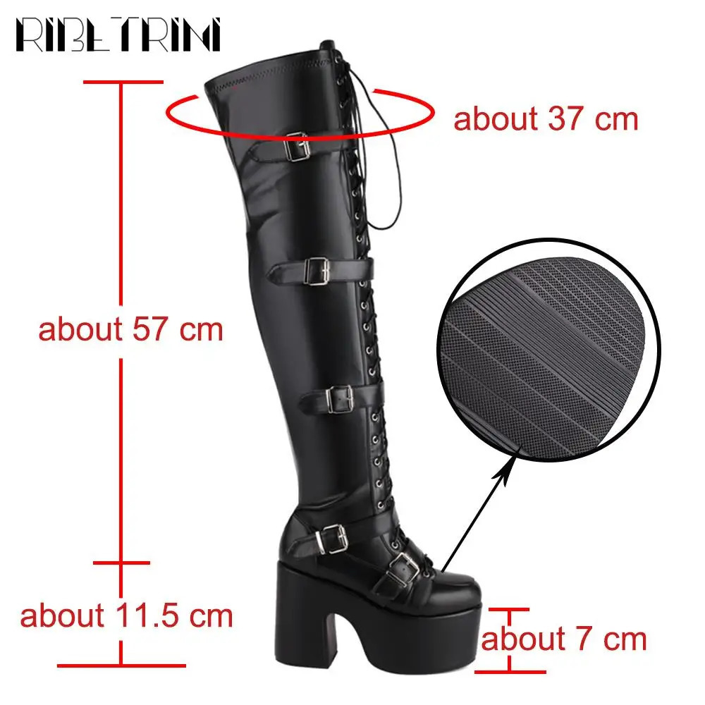 Punk Goth Women Motorcycle Boots Block High Heels Platform Shoes Woman 2024 Fashion Cool Street Boots 251023