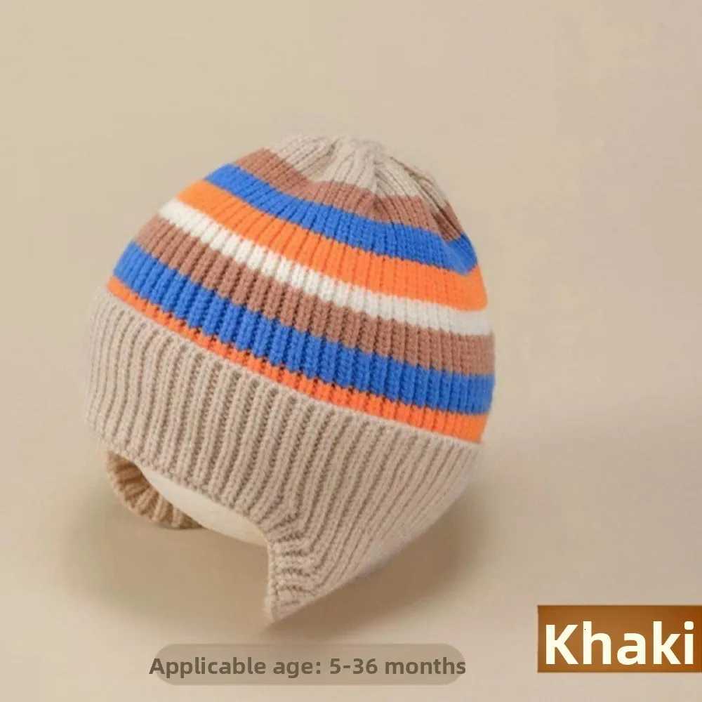 Baby Hat MINISO Thickened Warm Earmuff Hat Baby Knitted Wool Hat Winter Outdoor Warm Cap Newborn Baby Halloween Birthday GiftL251024