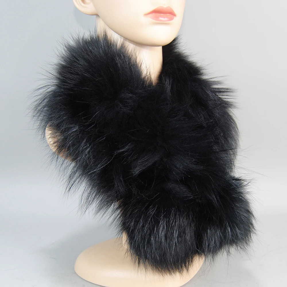 Female Real Fox Fur Scarf Winter Warm Genuine Knitted Fox Fur Scarves Ladies Black Arrival Fashionable Soft Scarfs 251020
