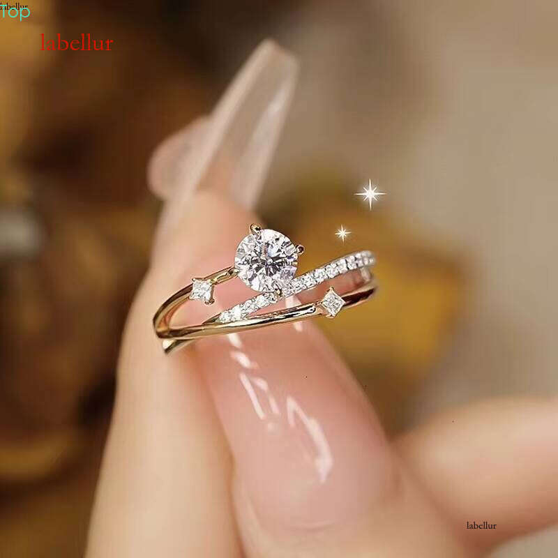 0.5 1ct VVS Ice Cut Dia Engagement Moissanite Rings Star&Moon S Sier for Women Wedding Jewelry