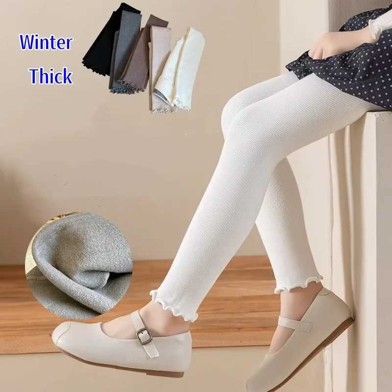 Kids Girl Leggings Winter Thick Childrens Tights For Girls Knitted Ruffle Pantyhose Baby Elasticity Soft Warm Trousers OutsideT251024