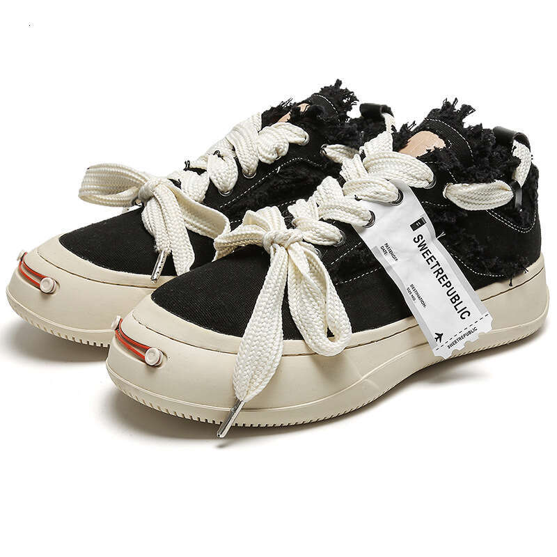 2025 New Tan Jianci Style Canvas Shoes for Women Thick Sole Versatile Ins Student Internet Celebrity Open Smile Sneakers
