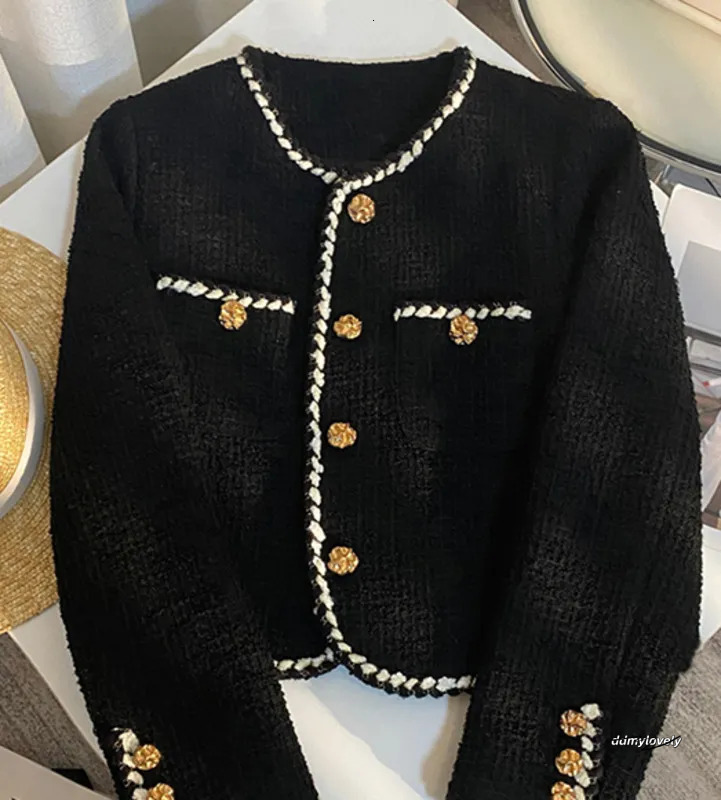Elegant Tweed Cropped Jacket - Women's Vintage Quilted Coat For Commute & Winter Outwear Ddmylovely
