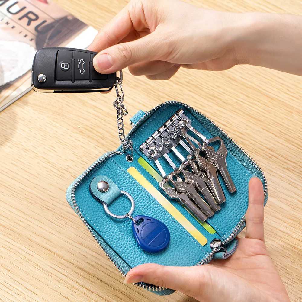 Key Case Multifunctional Zipper Mens Household Key Case Universal Car Keybag Women Leather Organizer Keychain Wallet 10 Color Z251023
