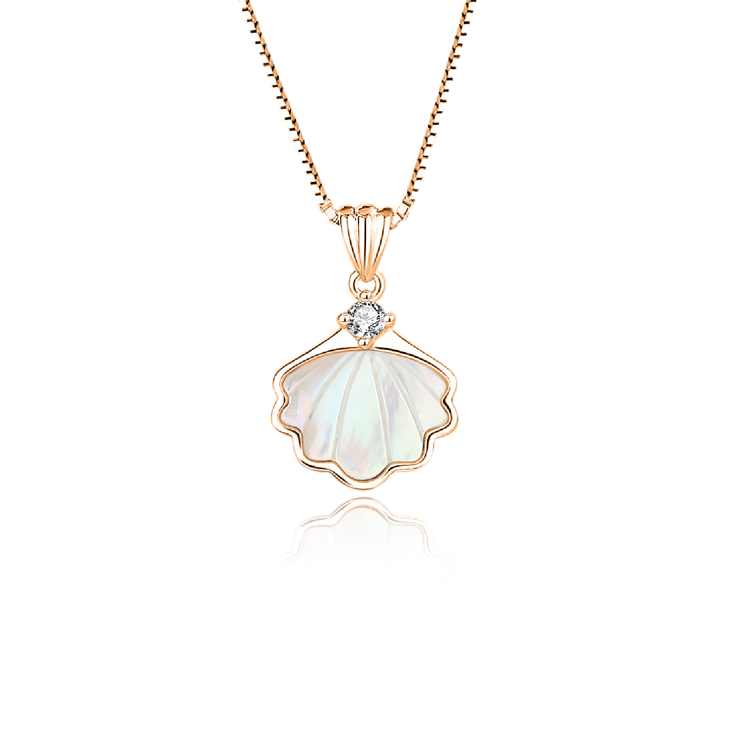 TaiYang New S925 Sterling Silver "One Shell for Life" Necklace, Mother of Pearl Pendant Minimalist Collarbone Chain for Women