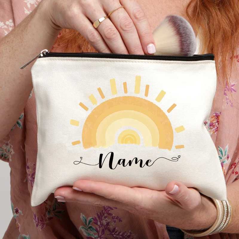 Rainbow Teacher Custom Name Makeup Bag Personalized Graduation Gift for Teachers Pencil Case Back To School Gift Women PurseT251024