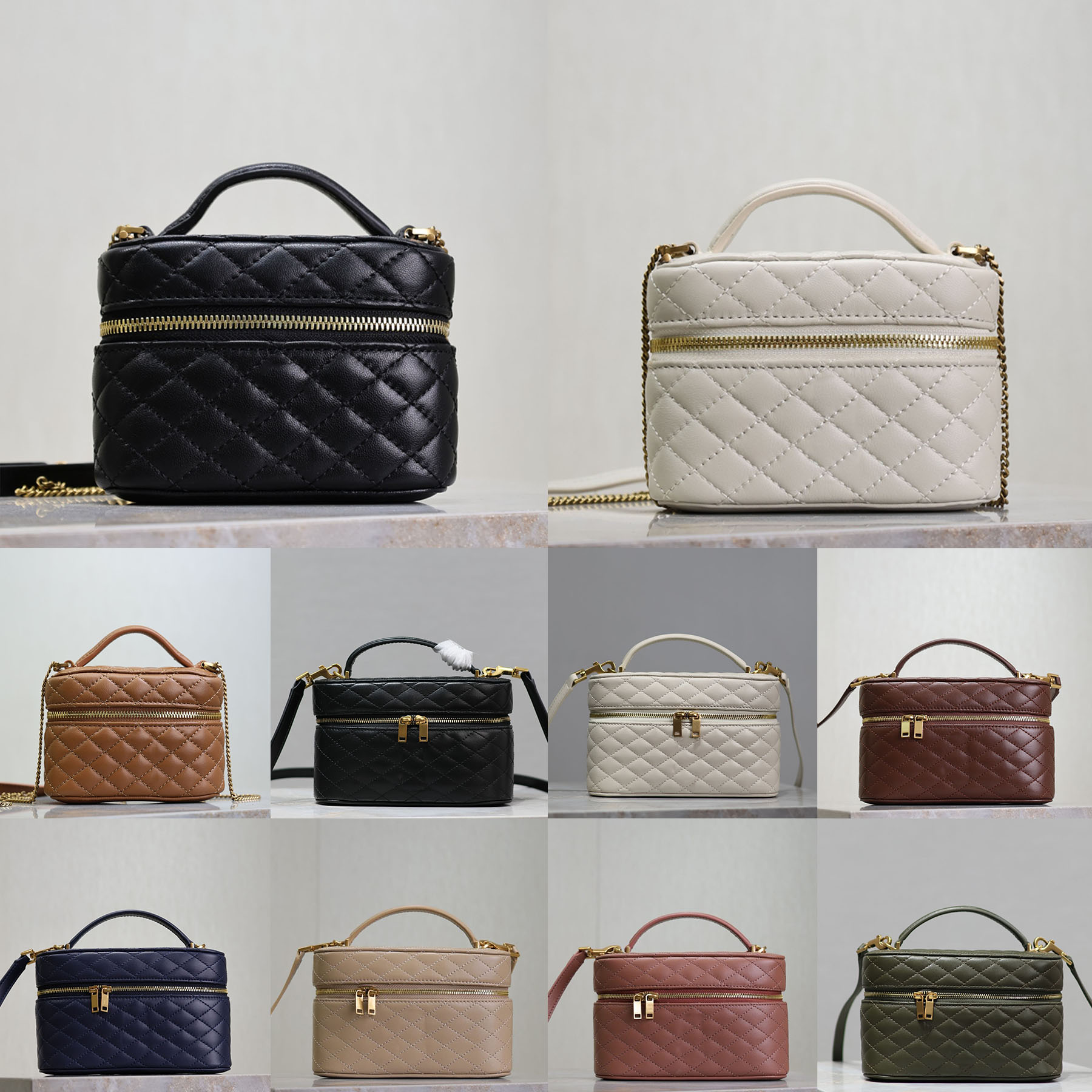 Cosmetic Bags Cases 25A Gaby Micro Vanity In Lambskin Luxury Designer Soft Genuine Leather Shoulder Golden Hardware Crossbody Zip Closure Handbag Card Slot Tote Bag