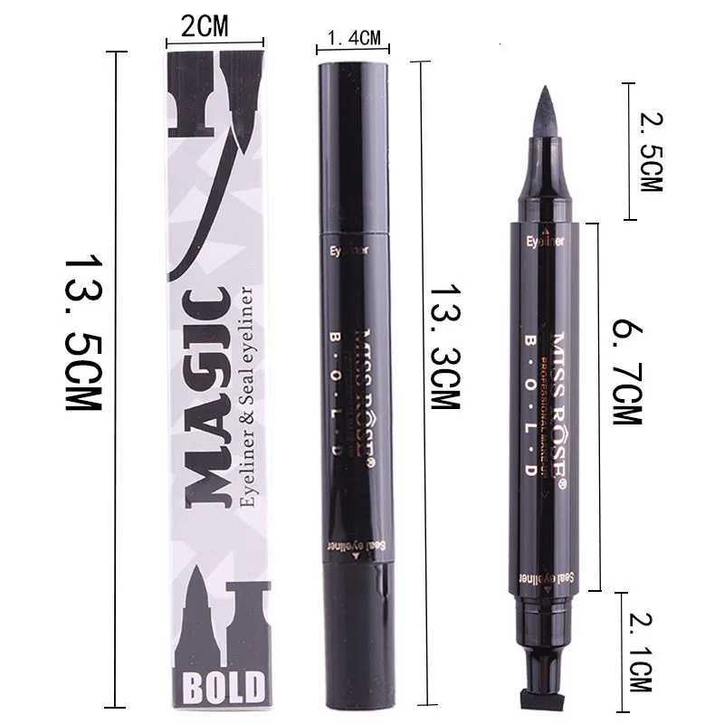 MISS ROSE 24Hour Black Stamp Eyeliner Pen LongWearing Makeup NotBlooming Smudgeproof Eye Liner Pencil Highly Tint CosmeticsL251024