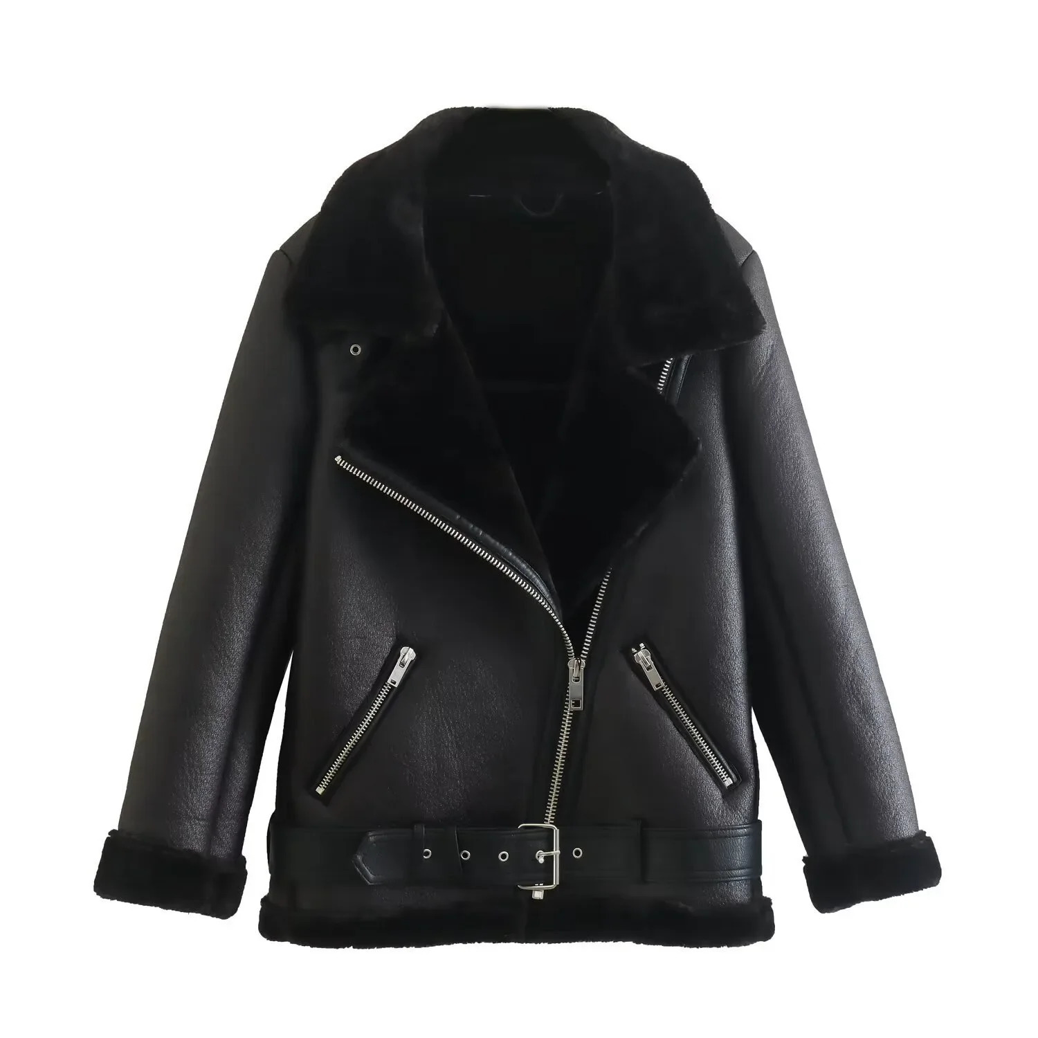 The Womens Jacket with Extra Thick Warm and Lamb Feather Rider Artificial Fur Outerwears 251021