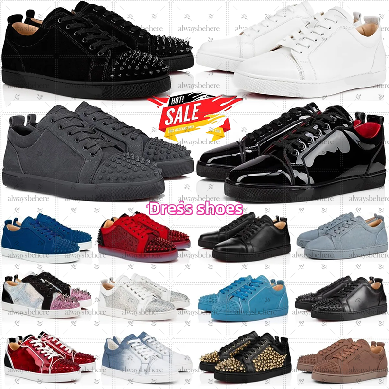 Designer shoes Red Dress Shoes Men Casual Shoes Bottoms Sneakers Glitter Grey Leather Suede Women Fashion Spikes Luxury classic Office Career Wedding Train