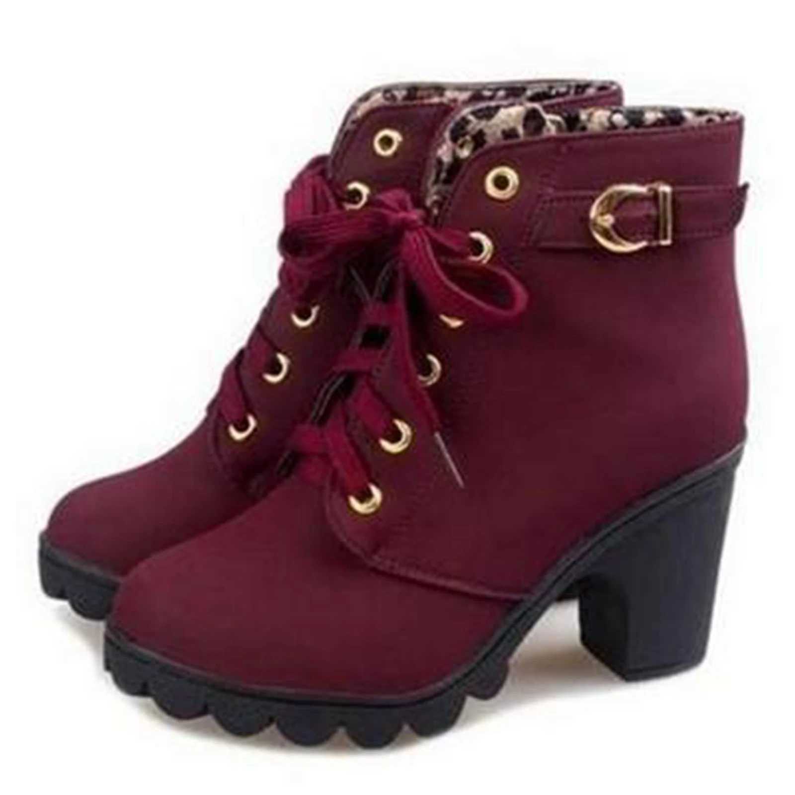 Womens Large Size Ankle Boots Autumn And Winter CrossStrap Short Boots Gift for Christmas Birthday New Year W251024