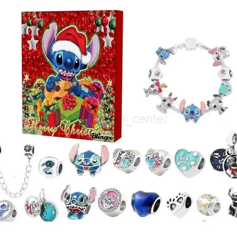 Disney Christmas DIY Stitch & Mickey Mouse Advent Calendar Bracelet Craft Set for Kids - Perfect Holiday Counting Down Accessory