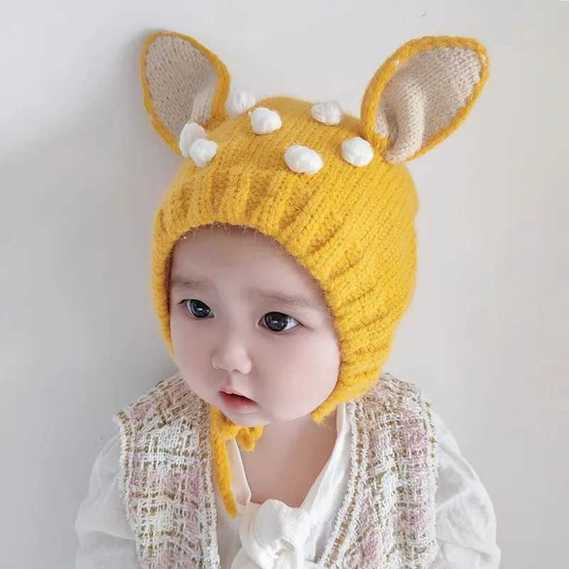 Cute Cartoon Baby Ear Protection Cap Winter Warm Infant Woolen Knitted Hat 636M Boy Girl Crochet Bonnet Toddler Beanie HeadgearL251024
