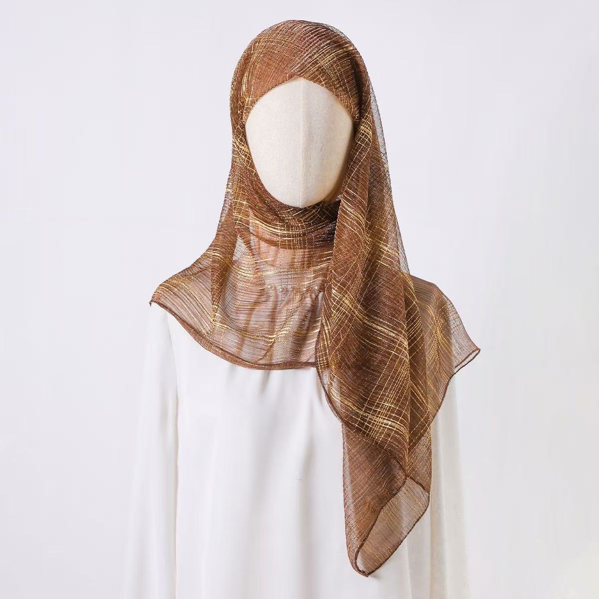 T2143 Spring and Summer New Korean Version Women's Fashion Temperament Gold Silk Long Scarf Advanced Shawl Scarf