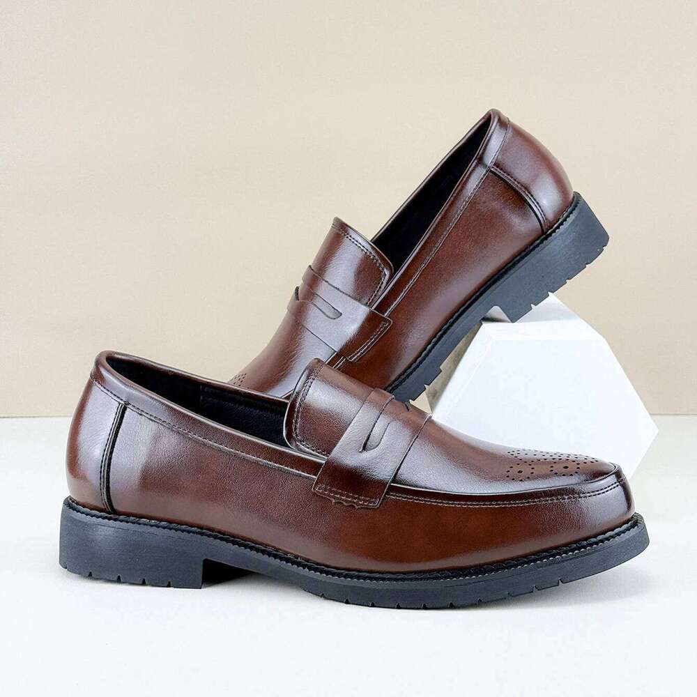 Men's Formal Leather Shoes British Style Oxford Loafers Round Toe Breathable Non-Slip Business Dress Wedding Office Casual Shos