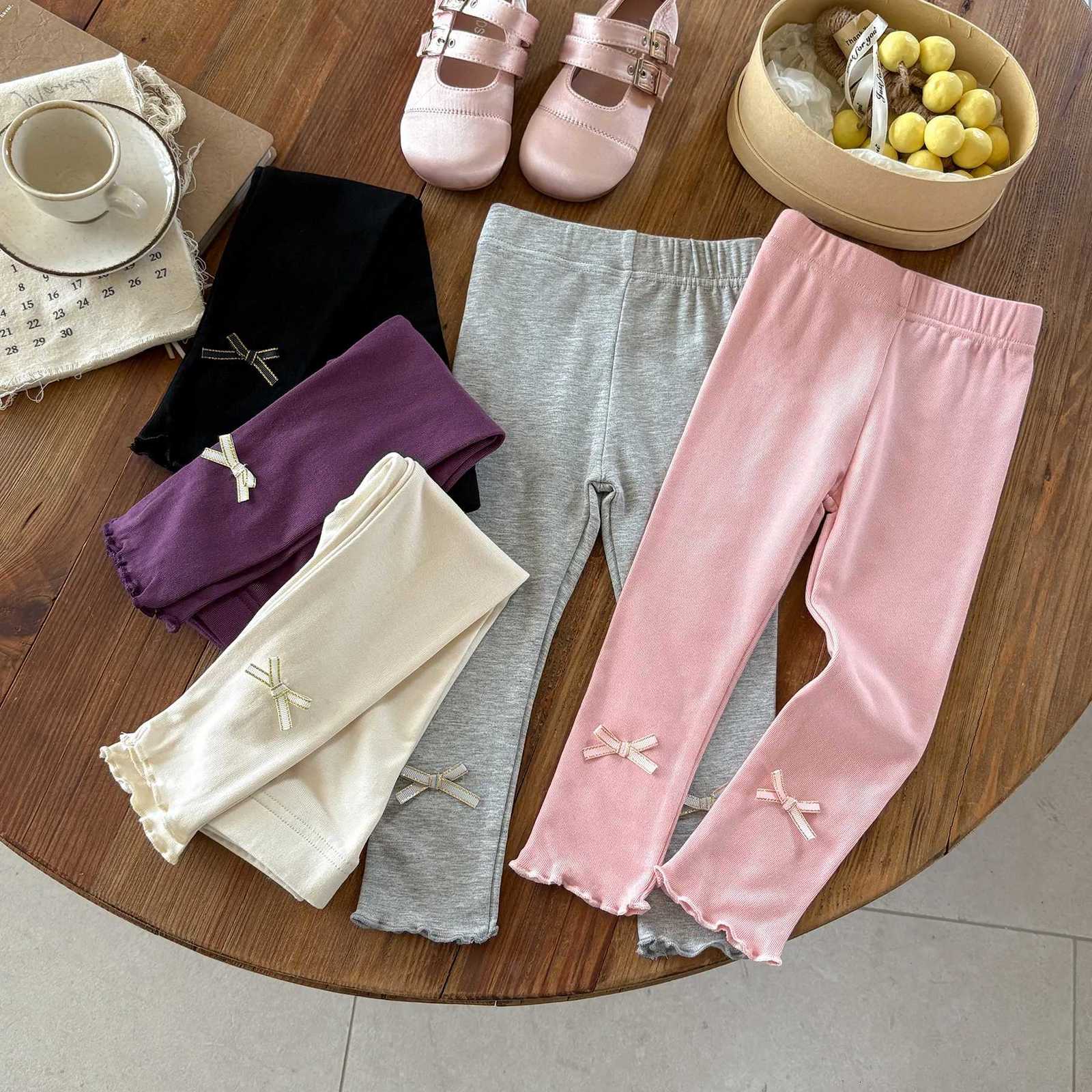 2025 Autumn New Girls Bow Leggings Children Cotton Trousers Winter Kids Girls Fleece Warm Leggings Toddler Pants Infant ClothesT251024