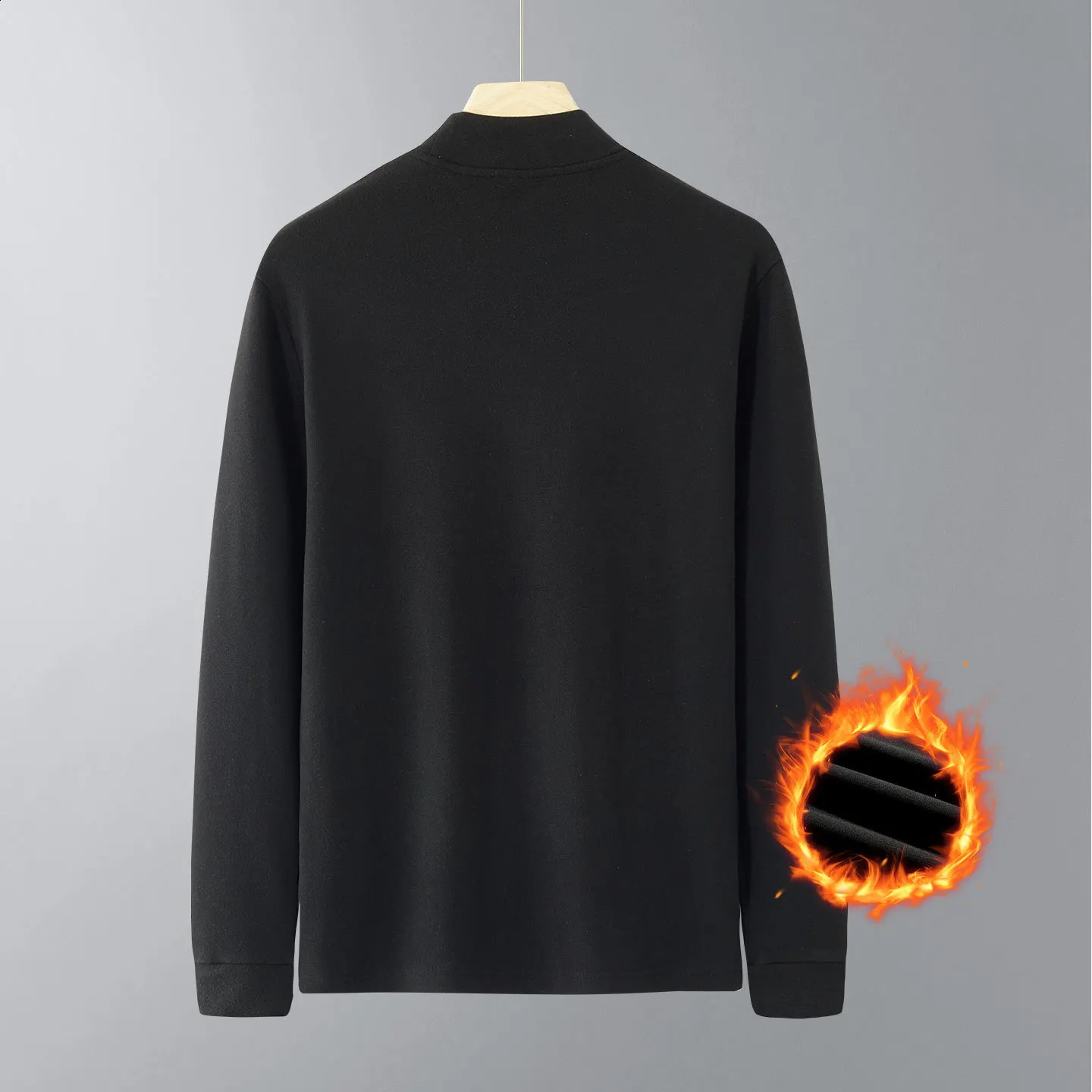 Autumn Mens Tshirt Plus Size Half Turtleneck Collar Long Sleeve Velvet Bottoming Shirt Warm Men Thermal Underwear Winter 251018