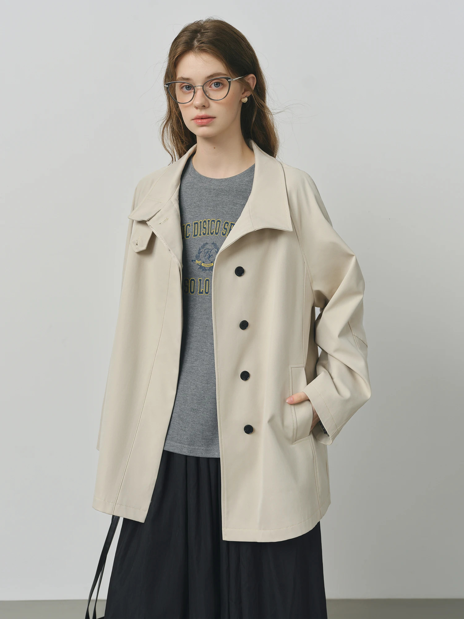 FSLE British Style n Stand Collar Windbreaker Trench Jacket for Women Autumn Arrival Casual Chic Coats 251021