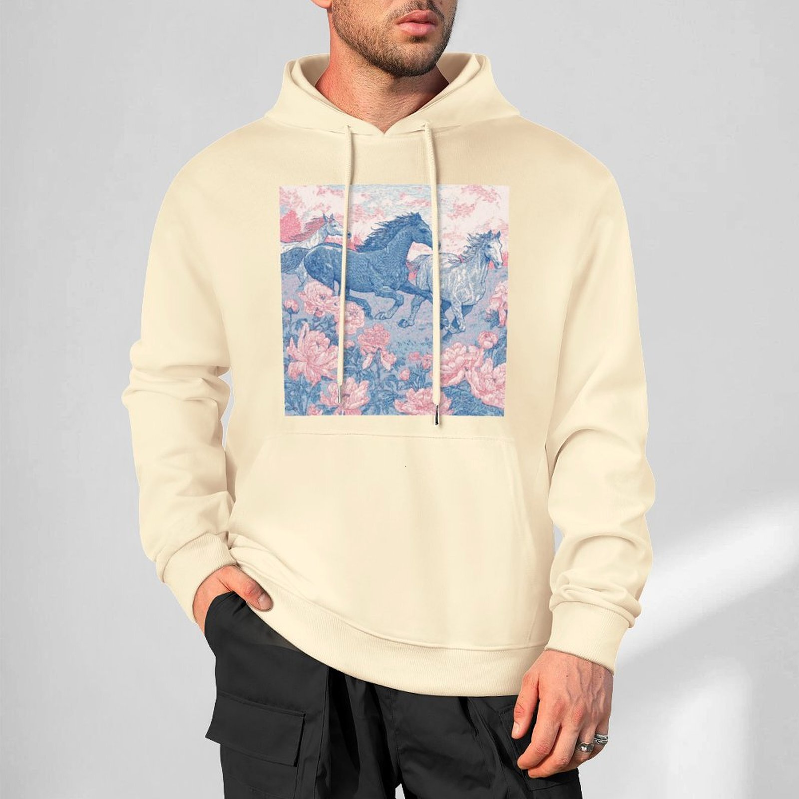 H Designer Fall Winter Hoodie Luxury Horse Print Design Unisex Long Sleeve Streetwear Hip Hop Oversized Fit Hoodie Men's Fashion Apparel H37