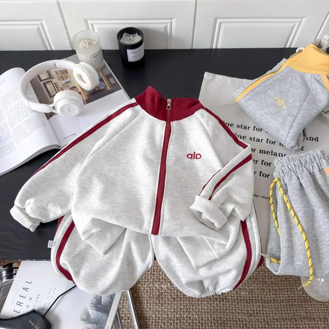 Designer kids clothing set Children's 2-Piece Outfit, Embroidered Hoodie Set for Autumn and Spring Free Shipping